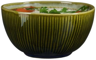 Mica Decorations Soepkom Nusa - groen - 7 x 12 cm - keramiek - kommetjes/schaaltjes - 500 ml