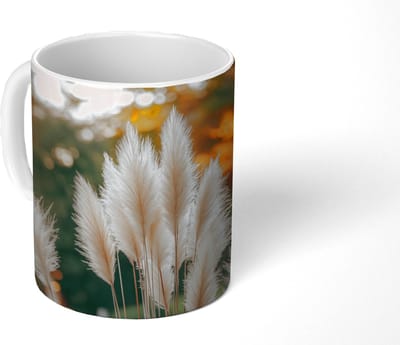 Mok - Koffiemok - Pampasgras - Pluimen - Sierlijk - Mokken - 350 ML - Beker - Koffiemokken - Theemok