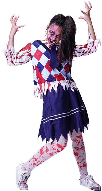 Zombie kostuum schoolmeisje - Halloween kostuum dames - Carnavalskleding - Carnaval kostuum - Dames - One Size