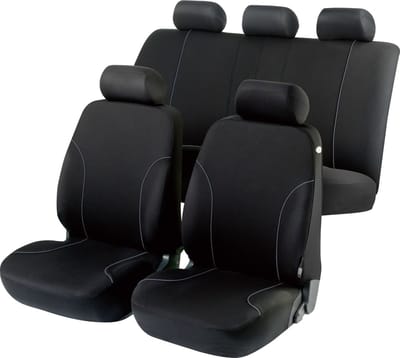 Walser Auto stoelbeschermer Allessandro met Zipper ZIPP-IT Autostoelhoes - set - 2 stoelbeschermer voor voorstoel - 1 stoelbeschermer voor achterbank zwart