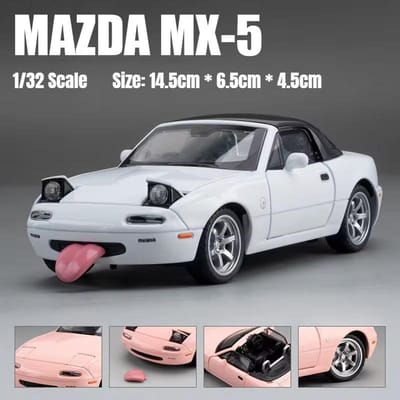 1/32 Mazda Mx-5 Miniatuur Diecast Miata Roadster Speelgoedauto Model Geluid & Licht Deuren Openbaar Verzameling Cadeau Voor Kinderen Jongen Kind