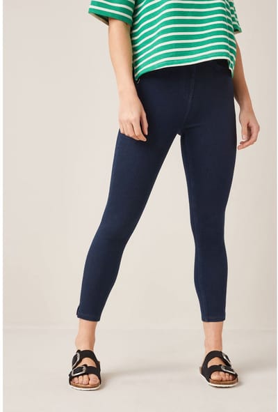 Next - Dames - Cropped denim jersey legging - Petite - Blauw