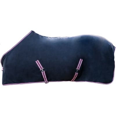 Droogdeken van fleece voor paard met gekruiste singels HKM
