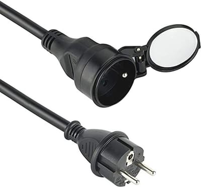 Professionele verlengkabel 5m, waterdicht IP44, zwart, 3G1,5 mm²