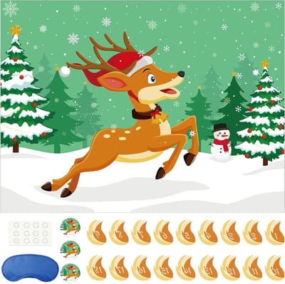 Pin The Tail on The Deer Kerstspel met 36 staarten - Kerstfeest Gunsten voor Kind Winter Feestactiviteiten