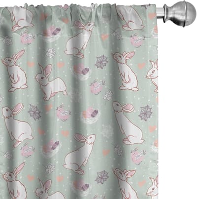ABAKUHAUS Paasgordijnset – 2x Panelen 75x175 cm – Microvezel – Meerkleurig