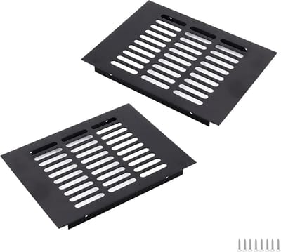 2x Aluminium Ventilatie Rooster 200x150mm Zwart Hoekig voor Kasten en Kamers