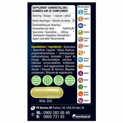 Lucovitaal Quercetine 500mg - 3 x 30 capsules - Voordeelverpakking