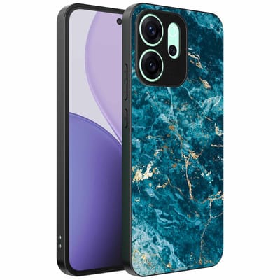Geschikt voor Oppo Reno 14 F Telefoonhoesje met marmer opdruk - TPU backcover case blue marble design - Blauw - Smartphonica geschikt voor Oppo Reno 14 F