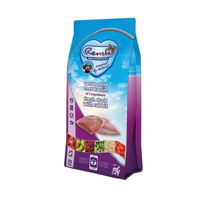 Hondenvoer Renske - Eend en Konijn - 2kg Volwassen Honden, Super Premium, Complete Voeding