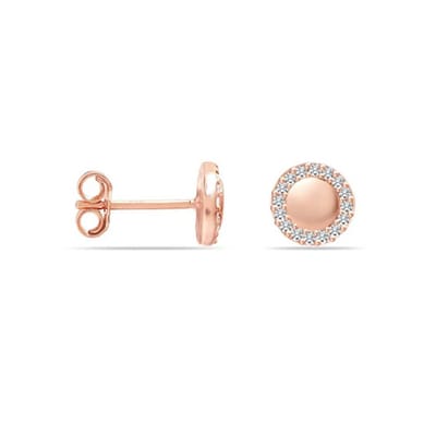 Vrouwen Roze Gouden Oorbellen met Edelsteen Halo BIPE059