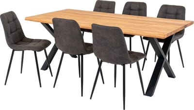House Nordic Eetkamerset Toulon - Tafel met 6 Stoelen - Stof/Staal