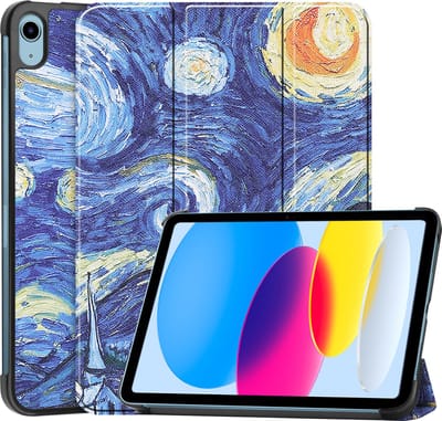 Hoesje - Geschikt voor Apple iPad A16/A18 (2022/2025/2026) - 10.9 & 11 inch (10e, 11e & 12e generatie) - Dun & Stevig - Hardcover Book Case - Trifold Bookcase Hoes - Hard Cover - Tablethoes - Sterrenhemel