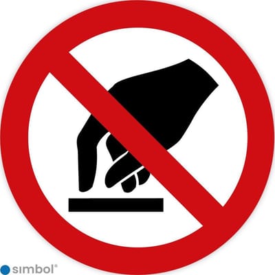 Simbol - Stickers Aanraken Verboden - Niet Aanraken (P010) - Duurzame Kwaliteit - Formaat ø 5 cm.