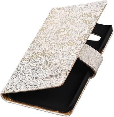 Lace Bookstyle Wallet Case Hoesjes Geschikt voor LG Nexus 5X Wit