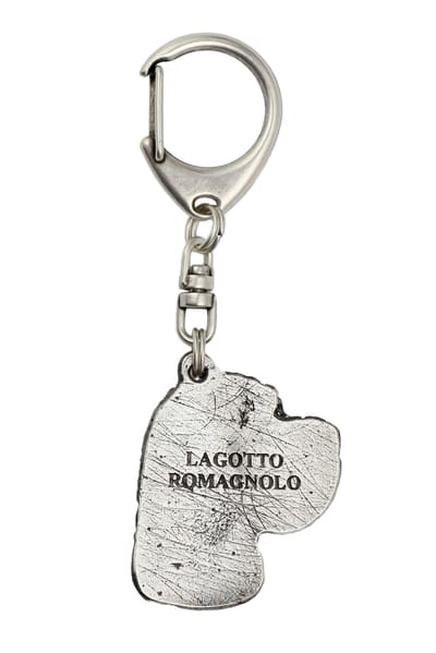 Art-Dog - Sleutelhanger Lagotto Romagnolo - Verzilverd - Hondenportret - Unieke Tasdecoratie