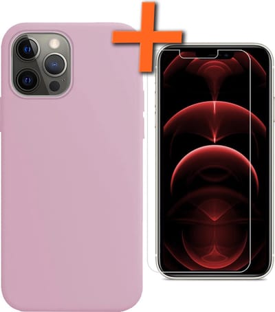 Hoes - Met Screenprotector - Geschikt voor Apple iPhone 13 Pro - Sterk & Shockproof - Back Cover - Siliconen Case - Telefoon Hoes - Lila