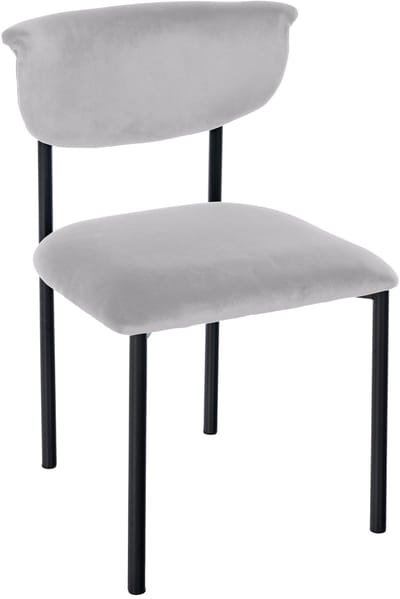 CLP Gambell Eetkamerstoel - klassiek - met rugleuning - zwart metalen poten - velvet - fluweel - Fluweel/grijs