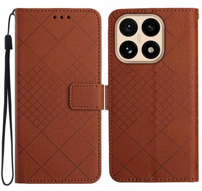 Coverup Hoesje - Geschikt voor Xiaomi 15T Hoesje - Coverup Rhombus Book Case - Bruin