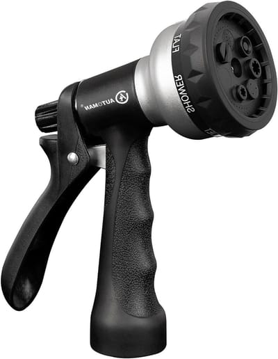AUTOMAN -Tuin-slang-mondstuk, ABS waterspuitmondstuk met zware 7 verstelbare waterpatronen, zilveren kleur