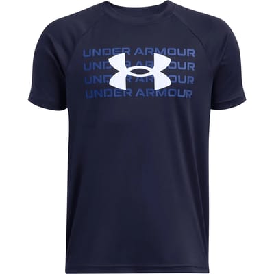 Under Armour Tech Wordmark Logo T-shirt Met Korte Mouwen Blauw 8 Years Jongens
