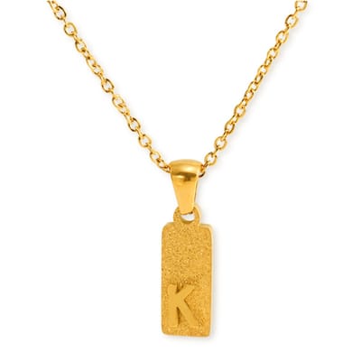 Marama - Ketting Letter K Goud Sparkling - stainless steel - gold plated - nikkelvrij - persoonlijke ketting - letterketting - met hanger - cadeauverpakking