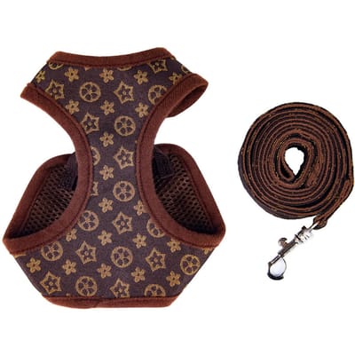 Huisdier Tuig Lijn Polyester Verstelbaar Ademend Ontsnappingsbestendig Hondenvest Tuig Lijn voor Katten Honden L(90g/3.2oz) black