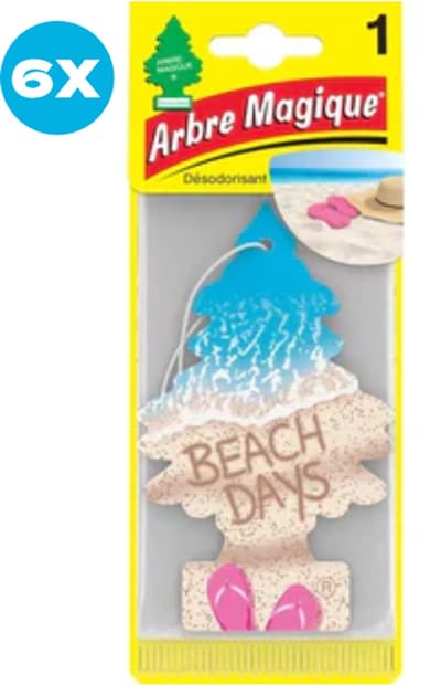 6 stuks Beach Days Arbre Magique Geurboom Luchtverfrisser voor in de auto – Car Parfum – Geurboompje – Geurbooster – Wonderboom – Geurverfrisser – Nieuwe Auto – Autogeur – Autoparfum – Geurblad - Zomer Fris