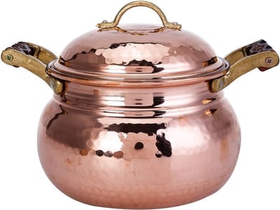 Koperen Pan - Stoofpan Tombik - Gerechten Bereiden - Kalay Kaplama Binnenkant - 17 cm - Koper