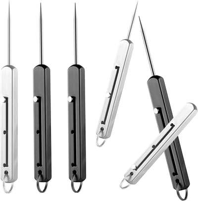 Draagbare Tandenstokers - Metalen Houders - Picknick en Camping - Set van 6 - 49 gram - Zilverkleurig
