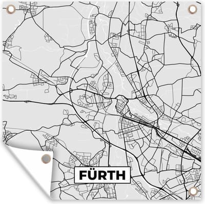 Tuin poster Duitsland - Plattegrond - Fürth - Kaart - Stadskaart - 200x200 cm - Tuindoek