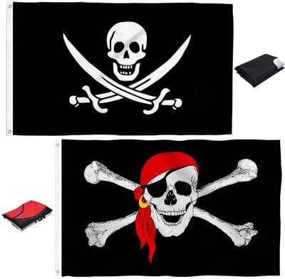 Solidchoice - Set van 2 Piratenvlaggen voor Buiten 90 x 150 cm