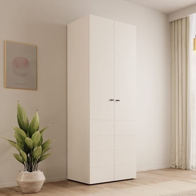 Meubella - Nouran - Kledingkast 2-deurs - Wit - 79x52x208 cm