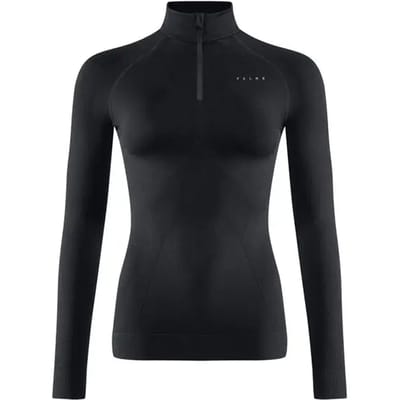 FALKE Maximum Warm High Zip Neck sneldrogend functioneel materiaal functioneel shirt met lange mouwen dames zwart - maat XS