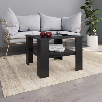 Salontafel Bijzettafel - Woonkamertafel Banktafel - Opbergen Woonkamer - Met Extra Opbergvak - 60 x 60 x 42 cm - Zwart