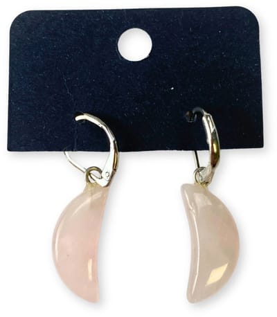 Rozenkwarts Maan oorbellen - fashion jewelry