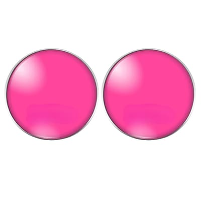 Clip oorbellen -midden roze- 2.5 cm -zilverrand- geen gaatje- Charme Bijoux