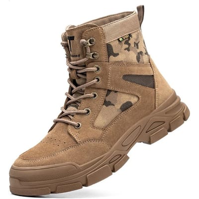 Veiligheidsschoenen, Stalen Neus Kevlar, Smash Anti-perforatie Werkschoenen, Hoge Laarzen 47 beige