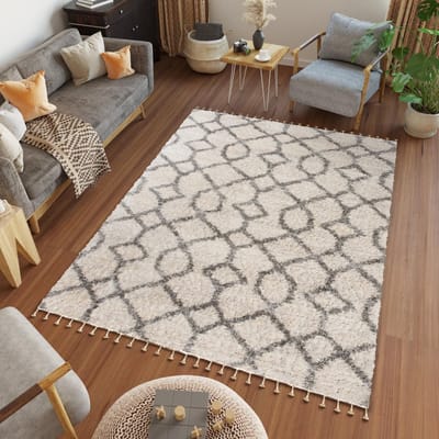 Tapiso Versay Fringes Vloerkleed Boho Hoogpolig Tapijten Maat- 80x200