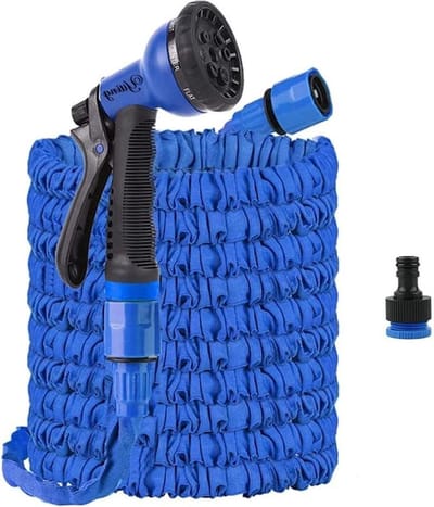 Tuinslang Uitbreidbare waterslang 8 spuitmond 3/4" 1/2" connectorfittingen Anti-Burst & lekkage Flexibele Magische waterslang intrekbare uitbreidende slangpijpen (Blu 25FT) Tuinslang