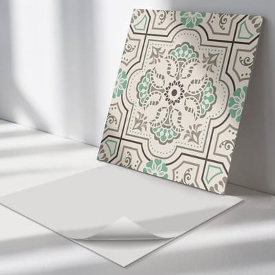 Wallfluent Vinyl Tegels - Patroon met Geometrische Motieven Wand PVC Tegels - 30 cm x 30 cm - Beige Vinyl Tegels - Verpakking van 9 stuks - Vierkant PVC Tegels - Texturen Plaktegels - Vinyl Tegels Zelfklevend - Plaktegels Keuken en Badkamer