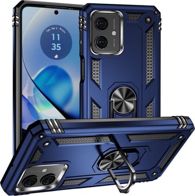 Coverup Hoesje - Geschikt voor Motorola Moto G54 Hoesje - Coverup Ring Kickstand Back Cover - Blauw