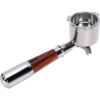 Portafiltre 51 mm Compatible avec les Machines à Café Delonghi Portafiltre en Acier Inoxydable avec Poignée en Noyer Amovible Facile à