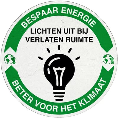 Lichten uit bij verlaten ruimte energie besparen bord | Forex Re materiaal | 10 cm