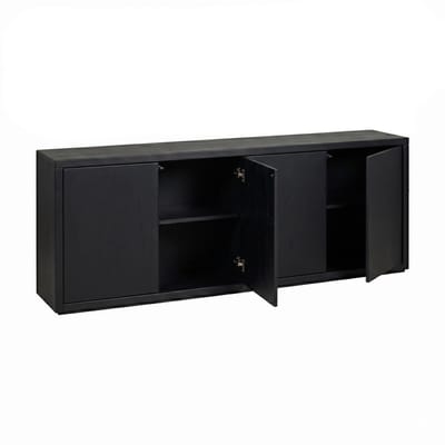 Chester Dressoir Zwart Eikenhout | 4 Deuren | Luxe Design | Push-to-Open