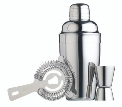 Unyqoos® Complete roestvrijstalen cocktailset met receptenboekje voor thuisgebruik