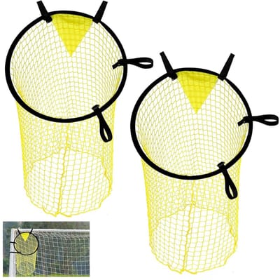 Voetbalnet – Voetbaldoelnet 45cm – 2 stuks Geel – Trainingsmateriaal – Schotprecisie Trainer – Verstelbaar – Voetbal Training Doel Netto – Stabiel & Draagbaar
