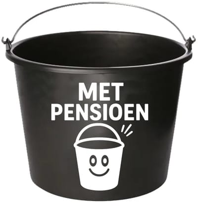 Emmer - Pensioen - Cadeau emmer - met tekst - 12 liter - zwart
