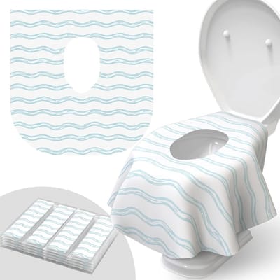 Wegwerp WC Stoelhoezen - Toiletbrilhoezen Pottraining Hoezen - Hygiënisch Reizen - Individueel Verpakt - 20 stuks - Golven