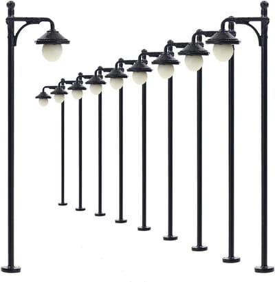 10 Stuks Set LED Straatlantaarns Modelspoor 1:87 H0 Warm Wit Licht